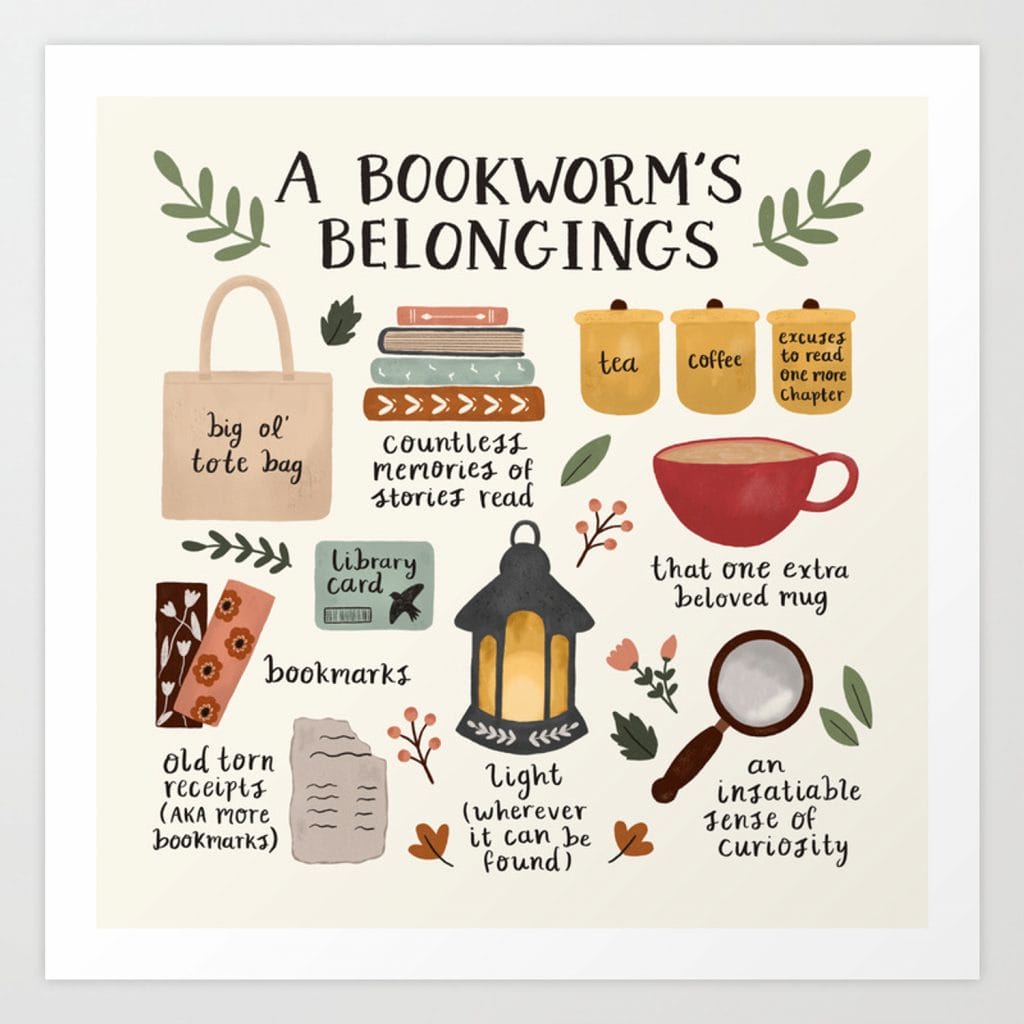 wall art decor: a bookworms belongings